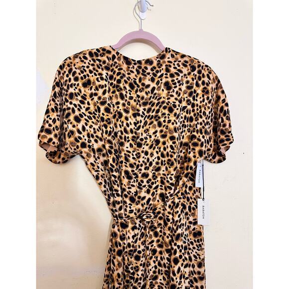 Aritiza Babaton WALLACE Wrap Dress SIENNA/BLACK 75560 Size Medium Cheetah Leopar - Picture 15 of 16